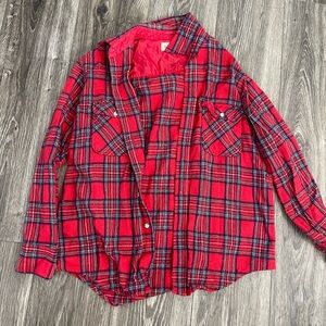 St John’s Bay  vintage red plaid flannel size  Large